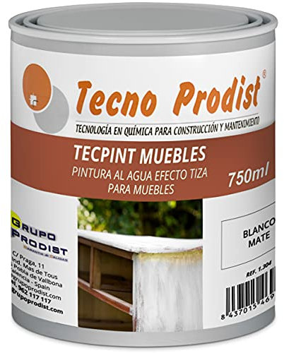TECPINT MUEBLES de Tecno Prodist - 750 ml (Blanco Roto) Pintura a la Tiza - Ideal para pintar Muebles - Pintura al Agua - Calidad Profesional - Fácil de aplicar