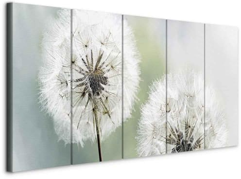 murando - Wandbilder XXL Pusteblume 150x60cm 5 tlg - Wand Deko Leinwand Bilder Groß Wanddeko Wohnzimmer Schlafzimmer Kunstdrucke - Blumen b-C-0197-b-m