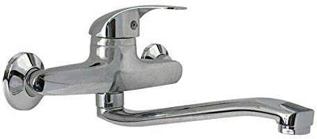 Miscelatore rubinetto monocomando lavello cucina canna alta cromato muro 69139