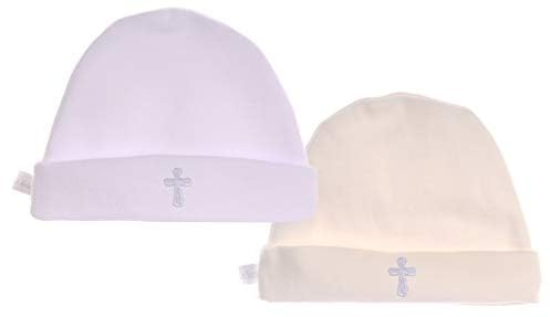 La Bortini Mütze Taufmütze – Größen 34-48 für 0 bis 36 Monate – Babymütze Haube in Weiß oder Creme – Weiche Baby Kopfbedeckung