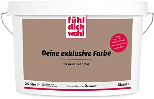 Fühl Dich Wohl Deine Farbe braun, matte Wandfarbe braun, hohe Deckkraft, verschiedene Brauntöne zur Auswahl (2,5L, Mokkabraun)