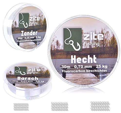 Zite Fishing Fluorocarbon Vorfach-Schnur Angeln - Monofile Angelschnur | Beschichtet für Vorfächer - 30m Angelschnur zum Spinnfischen