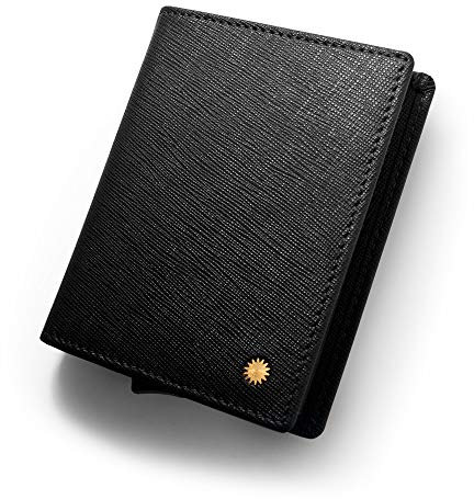 Revelot Kartenetui / Echtleder mit RFID-Blockierung / W1, Schwarzes Saffiano, Modern