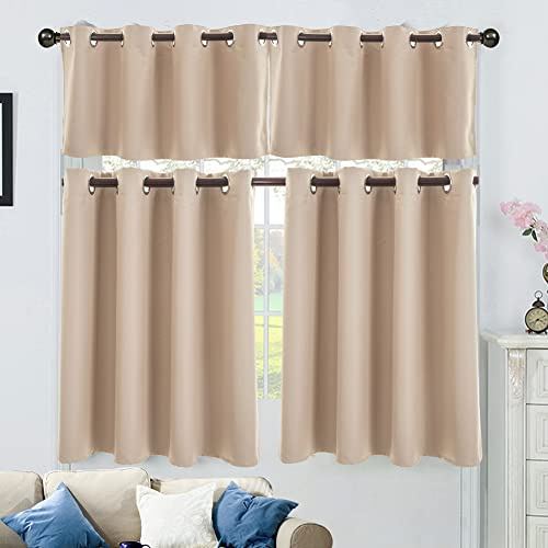 1 Panneau Rideau Occultant, Rideau pour Petite Fenetre, Isolant Thermique à Oeillets, Rideaux Courts pour Salle de Bain et Cuisine, Obscurcissants pour Salon et Chambre, Style B 74x90cm