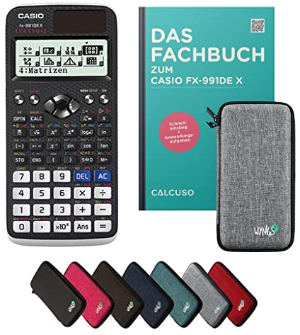 Casio fx-991DE X Incl. Funda Protectora Gris Claro y Libro especializado (128 páginas, DIN A5) – Calculadora científica – Smart Set (Alemán)