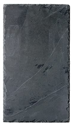 Firstlaser Schiefertafel, Schreibtafel, Servierplatte 80 x 40 cm, gebrochene Kante, Grau, Natursteinmaterial, 100% Schiefer