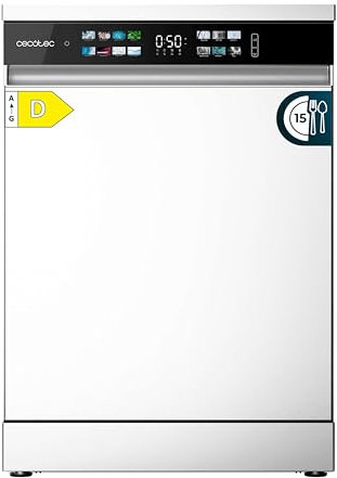 Cecotec Lavastoviglie da incasso Bolero Aguazero 6210 D. 60cm, 15 coperti, Classe D, Display Color, Terzo vassoio, 14 programmi, Dual Zone, Aquastop elettronico, Dry+, Vassoio regolabile, AutoClean
