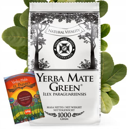 Yerba Mate Green Brasilien Despalada 1kg ● luftgetrocknet Matetee aus Mateblättern ● Natürlicher paraguayisch Mate 50g ● Natürliches mate tee Aroma ● Yerba Mate-Tee ohne Zusätze ● Mate Tee loose leaf