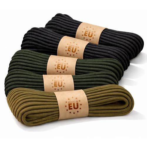 EdcX Paracord 4 mm, 20+ Militärfarben (15 m, 30 m, 50 m, 100 m, 300 m) | Ideal zum Basteln, Camping, Outdoor| 100% Nylonseil 4 mm | Taktische Kordel 550 Typ III