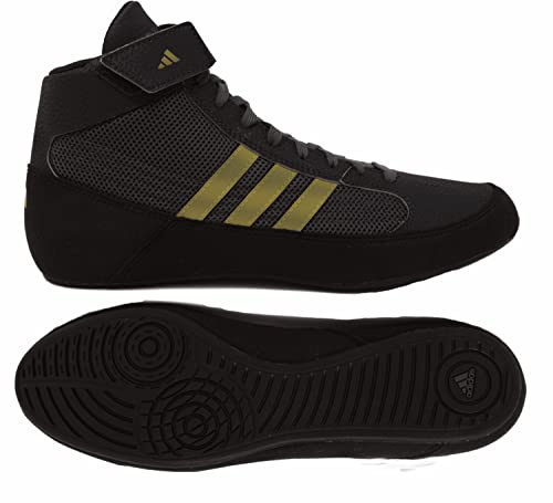 Adidas HVC, Zapatos de Lucha Libre Hombre, Negro Carbón Metálico Dorado, 42 EU
