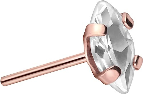 PIERCINGLINE Titan Aufsatz mit Push Pin EINGEFASSTER KRISTALLTROPFEN OHNE Labret Stecker Piercing Ohr Helix Conch Tragus Farb & Größenauswahl