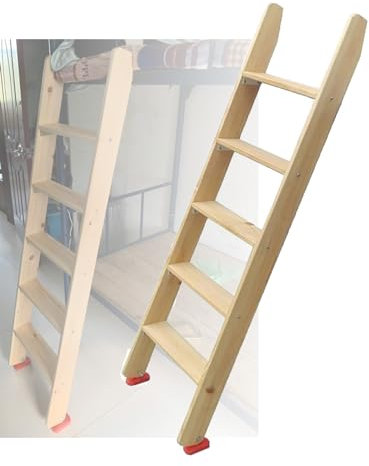 BZJPRFC Etagenbettleiter for Den Innenbereich, Hochbett-Schrägleiter Aus Holz, Universelle, Platzsparende Wohnmobilleiter Mit Hakenhalterung Und Rutschfesten Füßen (Size : 150cm(59in))