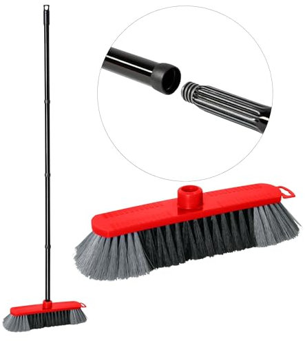 Novaliv Kunststoff Zimmerbesen 30 cm FEINE KUNSTBORSTEN Kehrbesen Rot Saalbesen mit Stiel Steckstiel stabil Saalbesen mit Gewinde für 22mm Besenstiele geeignet Spinnwebenbesen Zimmerbesen Magic Broom
