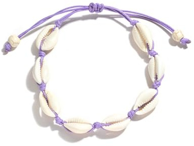 Wisafory Muschel Armband Muschelarmband Muschelkette Muschel Band Verstellbare Muschel Armbänder Charms Fußkettchen Hawaiian Beach Schmuck Accessoires für Frauen und Mädchen Lila | Natürliche Muscheln, Hawaiian Style, Fußkettchen, Beach Look, Geschenkidee für Frauen und Mädchen