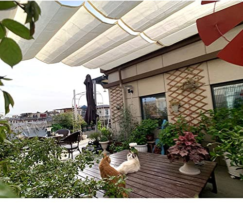 Copertura ombreggiante di ricambio per pergola da patio, tessuto di protezione solare al 95% - Tenda a filo scorrevole retrattile permeabile all'acqua (senza palo di supporto), vela per terr