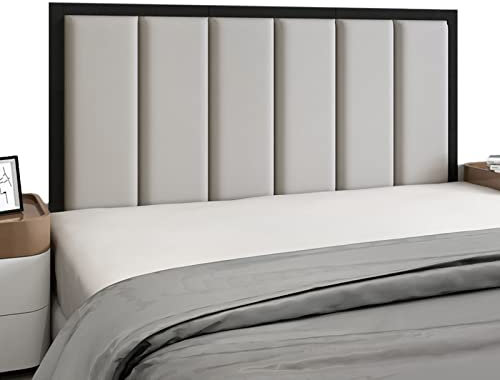 Gepolstertes Kopfteil,Selbstklebende 3D-Wandpaneele aus Kunstleder,Moderne Wanddekoration für Schlafzimmer,Wohnzimmer (Farbe: Grau,Größe: 150 cm)