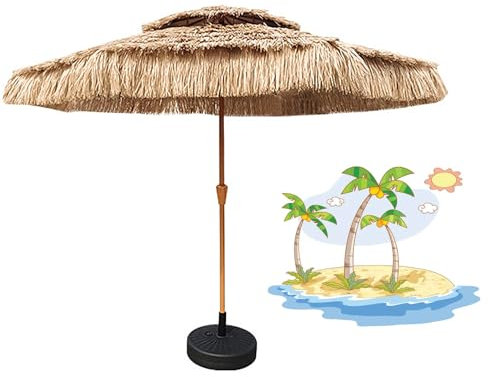 Sombrillas de Jardín Antiviento Paraguas de Hierba Simulada de Doble Punta Sombrilla Hawaiana de Playa Adecuada para Piscinas Playas Hoteles