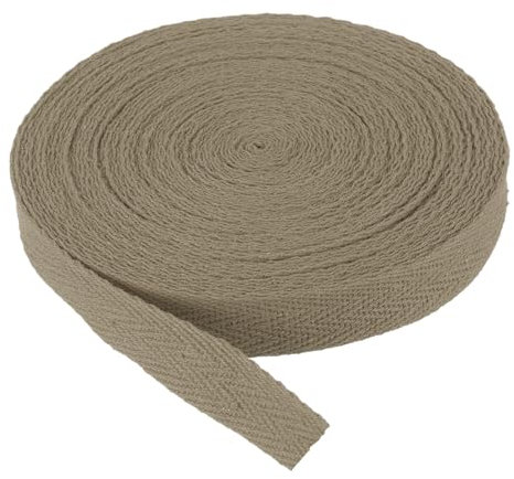PATIKIL Baumwollköperband 15mm (5/8) 9m (10 Yards) Baumwollband Schrägband Herringbone Webbing Verzierung für Nähen Geschenkverpackung DIY Hellbraun