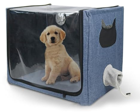 Bewinner Vernebler Hundebox, Faltbares Haustier Vernebler Hundehütte mit Geräumigen Doppellöchern, Multifunktionale Hundezelt für das Heimtierkrankenhaus