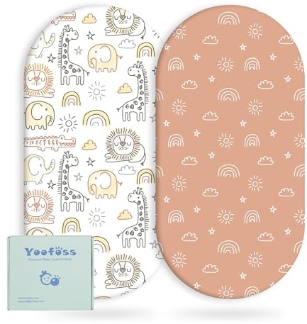 Yoofoss Lenzuola per Carrozzina 2 Pezzi Lenzuola Carrozzina Neonato Sotto Ultra Morbide e di Alta Neonato 38x77 cm 41x81 cm 40x90 cm per il Cambio Cesto Moses Culla Utilizzabile