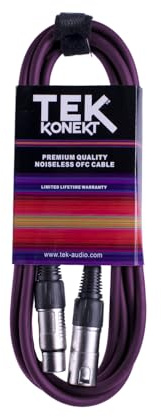 Premium XLR Cable for a Clear Audio Signal with Balanced Male to Female Microphone Lead, plus Cable Tie, for professional DJ, stage and studio (Purple, 6m)