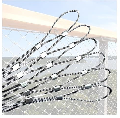 DTVEW 304 Edelstahl-Seilnetz, Flexibles Seil-Geländer-Netz, 6cm/1,5mm Balkonnetze Stahl-Metall-Gartendrahtgeflecht(1.5x5m)