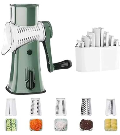 5 in 1 Rotary Cheese Grater Vegetable Slicer, with 5 Sets Interchangeable Base and Strong Rotary grator 5 5 Chopper and Electric Grater,Cheese Artifact 5 1 lid spiralizer han