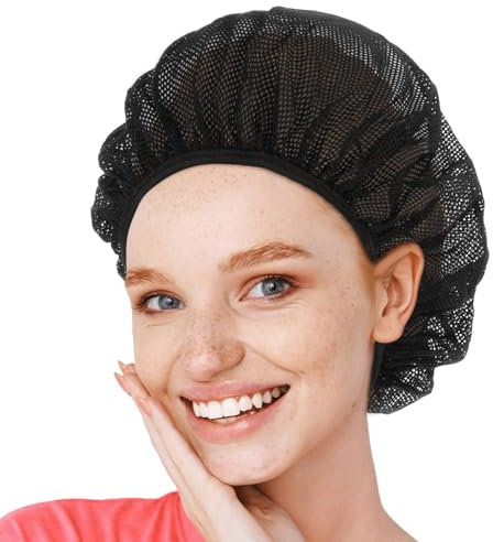 HJZHII 6 cappelli da cuoco elastici unisex, cappello da cucina riutilizzabile e lavabile, con cappuccio in rete nero, Nero, Taglia unica