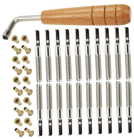 DRESSOOS Professionelle Leier Wirbel Satz Aus Holz Metall 20 Saitenstifte 20 Metallnieten Mit Schraubenschlüssel Zubehör Für Lyraharfe Saitenbefestigung