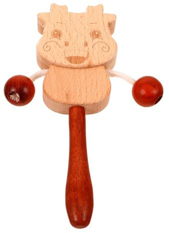Abaodam Tambour à Secouer En Bois Traditionnel Pour Bébé, Instrument De Percussion Portable Pour Tout-petit, Jouet Sensoriel Pour Stimulation Auditive,