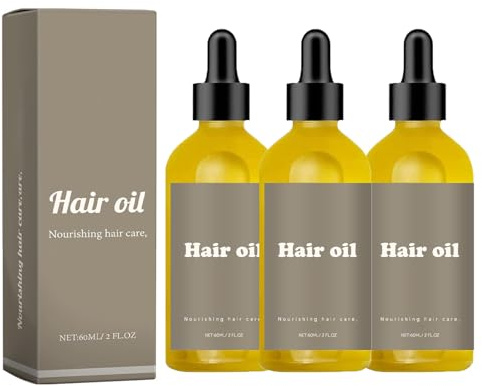 Rosmarinöl Haare, Bio Natürliches Haaröl zum Haarwachstum Beschleunigen mit Biologischen Rosmarinöl, Rizinusöl, Mandelöl und Arganöl als Haarmaske und Haarkur, 60ml (3PC)