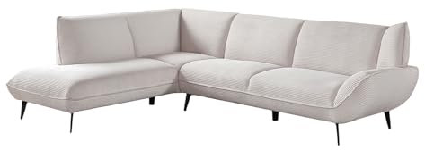 KAWOLA Ecksofa Cord Beige Calla Sofa, Wohnlandschaft Cremeweiß, Couch L Form, Trendiges Cord Sofa Big Sofa