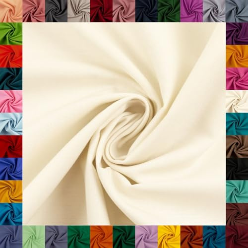 Baumwollstoff HEIDE, 100% Baumwolle, 42 Uni-Farben, Coupons (keine Meterware), ca. 150 cm breit, ca. 160 g/m², Oeko-TEX Standard 100 (natur, 1 m)