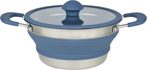 C.A.O. - Faitouts FLEX'COOK 1,5 litres en Silicone & Inox - Couleur Bleu - Longueur 31 cm - Largeur 22 cm - Hauteur 10 cm