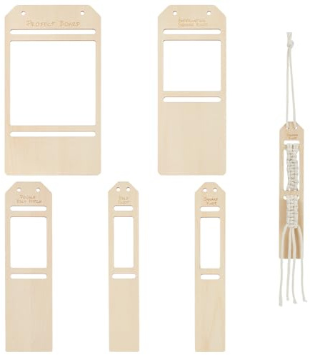 BENECREAT 5 Stili Tavole di Pratica per Macramè, Cornice con Frange Intrecciate In Macramè di Legno per Nodo Quadrato, Mezzo Nodo, Doppio Mezzo Gancio, Decorazione Murale Fai Da Te