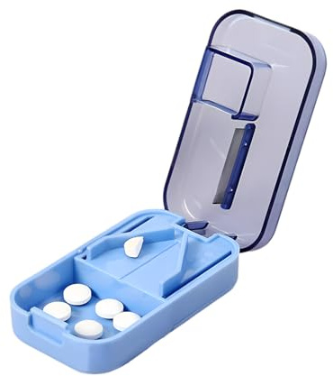 LynixTrade Pill Cutter for Small Pills or Large - Pill Splitter for Small Tablets Blue, 2 in 1 Cutters for Tablets