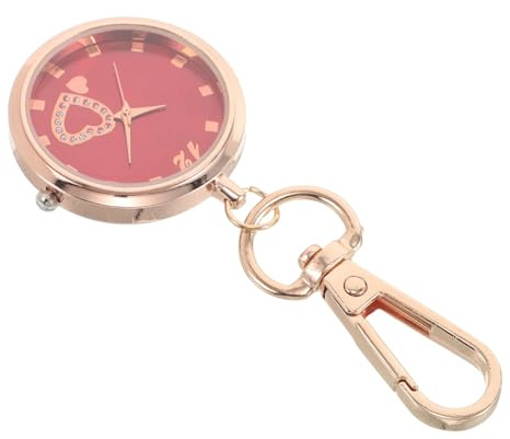 MAJORMENCH Orologio da Taschino Vintage Rosso per Donne e Studenti, Silenzioso, Lega di Quarzo Leggera, Portachiavi per Esami e Quotidiano