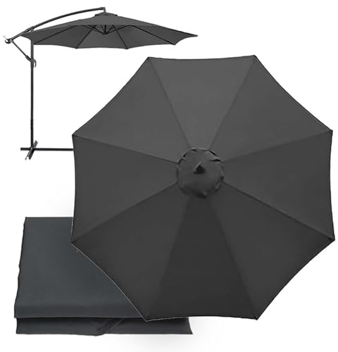 XEISYO Replacement Umbrella Covers 2/2.3/2.5/2.7/3/3.5M, 6/8 Ribs, UV Protection Garden Replacement Parasol Canopy, for Patio Yard Beach (Grey,6ribs-3m/9.8ft)