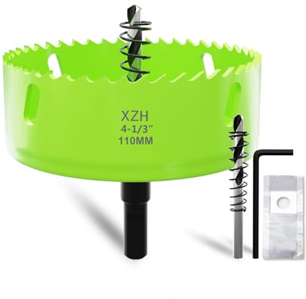XZH 110mm Bi-Metal Hole Saw Kit with Arbor & Pilot Bit - Effortless Smooth Cutting for Wood, Plastic, Drywall & Thin Metal - Ideal for Downlight Installation & DIY Projects
