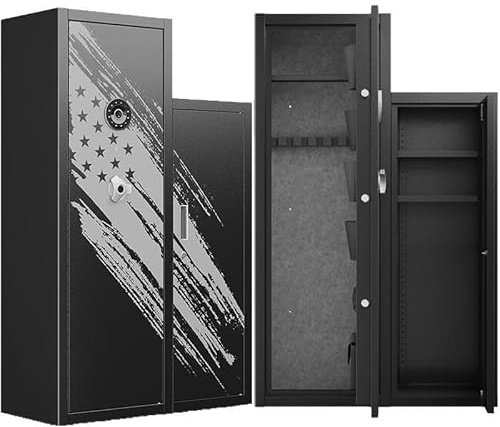 Large Gun Safe With Dual Alarm System, Fingerprint And Digital Password Unlocking, And Adjustable Partitions.(16.9in*11in)