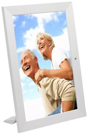 Fangxuee Cadre Photo Numérique HD IPS 8 Pouces, Rétroéclairage LED, Résolution 1280x800, Album Multifonction pour Musique et Photos, Prise EU