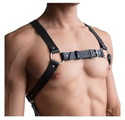 Adjustable Men's Punk Chest Belt Leather Body Chest Harness Belt Shiny Half Body Chest Strap Rave Clubwear Masquerade Costume