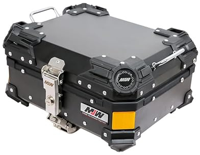 Cachpib Motorcycle Top Box, 28l Aluminium Alloy Waterproof Dustproof Motorbike Top Case Motorcycle Tour Tail Box with Security Lock