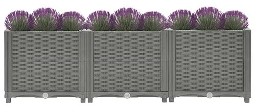 Aiuola rialzata, 120 x 40 x 38 cm, in polipropilene (PP), resistente aiuola da giardino per verdure, erbe e fiori, ideale per piccoli giardini e balconi, resistente alle intemperie e facile da pulire
