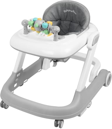 homewell 2in1 Lauflernwagen Klappbar Lauflernhilfe Baby mit regulierbarer Geschwindigkeit, Musik und abnehmbarem Spielboard, Baby Spiel- und Laufwagen, 3 Höhenverstellbar, ab 6 Monaten (Grau)