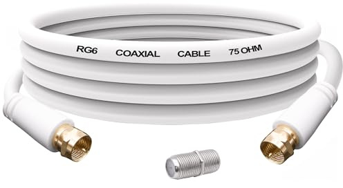 YARCHONN RG6 koaxialkabel typ F kontakt till kontakt TV-antenn RG6 Coax Patch adapter kabel med F-uttag kön kontakt för internet bredband satellit TV modem set-top box-1,8 m