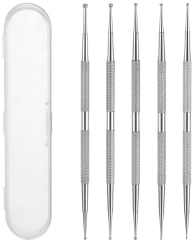 cobee 5 stycken prickade pennor-set, nagelpunktsstift punkteringspenna nagelkonst prickverktyg dubbla kanter strass plockare nageldesign verktyg nageldesignpennor punkteringspenna för manikyr