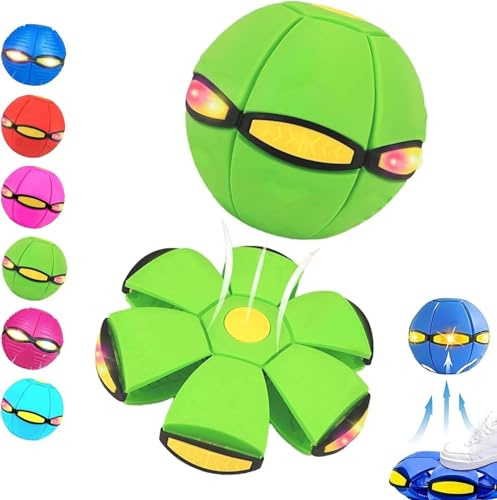 Magic Metaball - Bola de rebote para niños, platillo volador mágico, bola hinchable, interacción entre padres e hijos, forma dual intercambiable, con 6 luces, apto para uso en interiores y exteriores