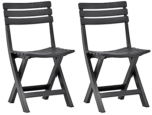 Mimdixy Balkonstuhl Loungesessel Outdoor,Klappbare Gartenstühle 2 STK. Kunststoff Anthrazit Gartensessel