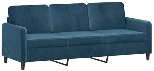 Qifoedo 3-Sitzer Sofa Blau 198 x 77 x 80 cm Samt Metallgestell Bequeme Polstergarnitur Modernes Wohnzimmer Couch für Living Room Bedroom Flur